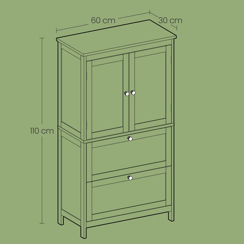Rootz Bathroom Cabinet - Kitchen Cupboard - Storage Unit - MDF Classic Design - 30 x 60 x 110 cm