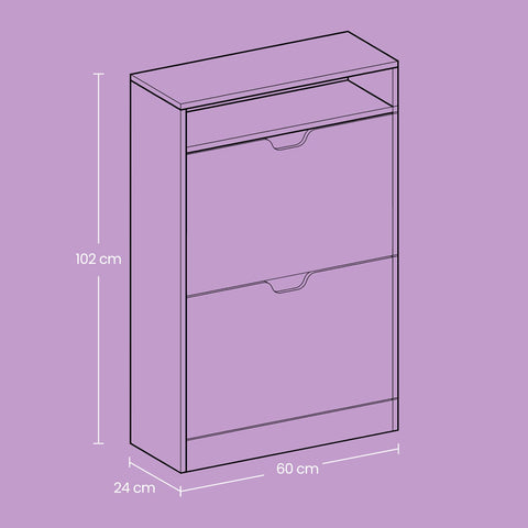 Rootz Shoe Cabinet - Shoe Tipper - Shoe Shelf - Easy Assembly - 60cm x 24cm x 102cm
