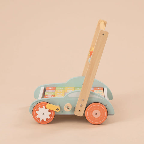 Rootz Houten Loopstoeltjes Duwspeelgoed - Leermiddel voor peuters - Mini-winkelwagentje - Verbetert cognitieve vaardigheden - Verstelbare hoogte en snelheid - Premium massief hout en MDF - 43 cm tot 45,5 cm