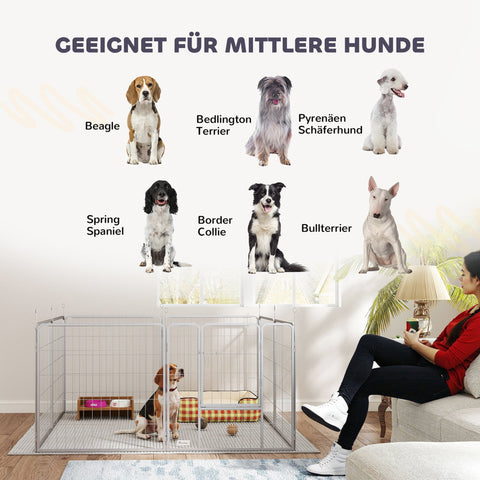 Rootz Pet Enclosure - Dog Fence - Pet Playground - Flexibly Customizable - Stainless Steel - 160x160x80cm