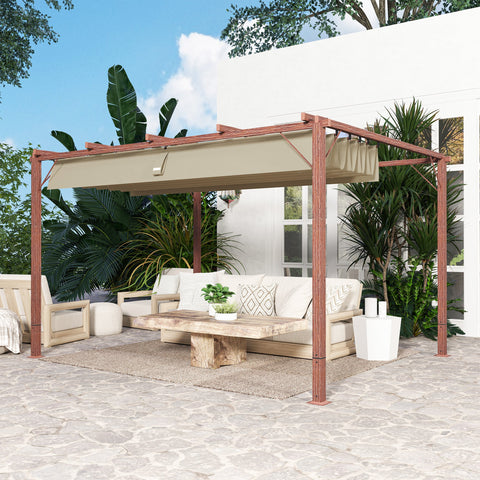 Rootz 3x4m Garden Pergola - Adjustable Terrace Roof - Outdoor Pavilion - UPF30+ Sun Protection - 382x300x232cm