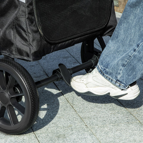 Rootz Dog Car Foldable Buggy - Pet Stroller - Dog Carrier - Shock-Absorbing - 124cm x 67cm x 100cm - For Large Dogs up to 30kg, Grey, Black