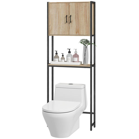 Rootz Toilet Shelf Bathroom Furniture - Over Toilet Shelf - Industrial Storage - High-Quality Steel - 64L x 19W x 178H cm