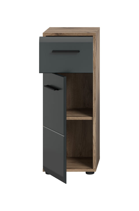 Rootz Freestanding Cabinet - Storage Unit - Organizer - Durable MDF Front - 30x80x30 cm - Black and Brown