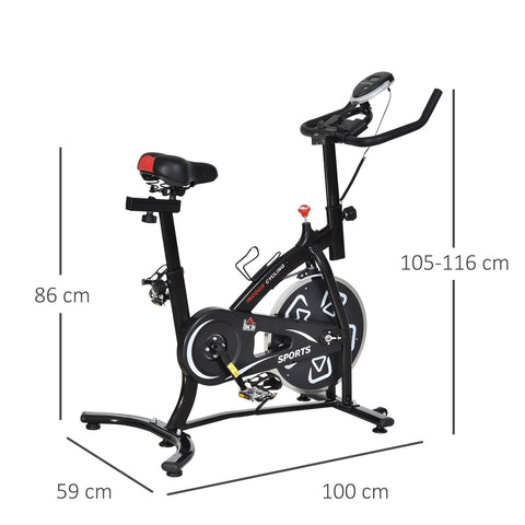 Rootz Home Fitness Bike - Indoor Trainer - Cardio Exercise Bike - LCD Display - Steel Black - 59cm x 100cm x 105-116cm
