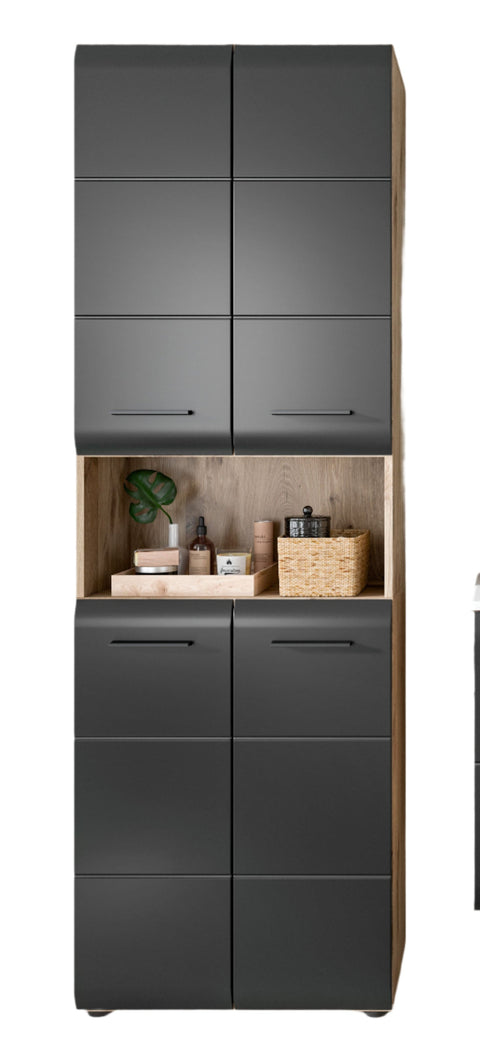 Rootz Bathroom Set - Bathroom Combination - Modular Bathroom Furniture - High-Quality MDF - 135x185x46 cm -Black and Brown