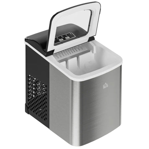 Rootz Kitchen Appliances - Ice Cube Machine - Dispenser - Ice Balls - 1 Ice Basket - Ice Tray - Ice Scoop - PS - Plastic - Stainless Steel - Silver-Black - 21.2L x 29.5W x 32.6H cm