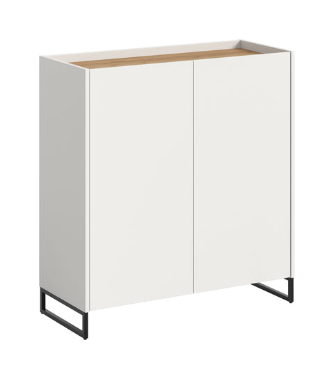 Rootz Shoe Cabinet - Footwear Organizer - Shoe Storage - Sustainable Design - 97x90x38 cm - White & Artisan Brown