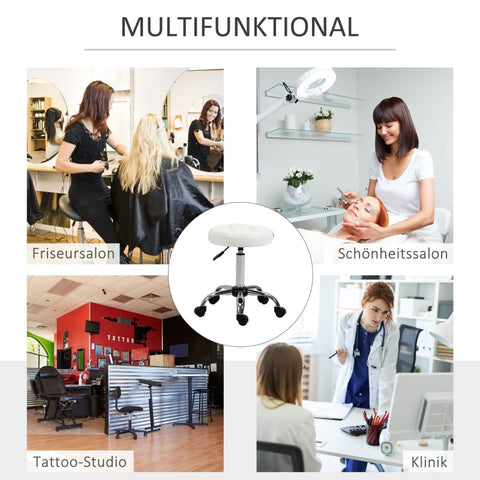 Rootz Swivel Stool - Rolling Stool - Height Adjustable Salon Stool - Faux Leather - Armless Design - Elegant Quilted Pattern - 35.5cm x 51-67cm