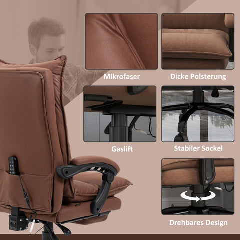Rootz Massage Office Chair - Computer Chair - Vibrating Massage - Lumbar Heating - Ergonomic Desk Chair - 66cm x 74cm x 114-121.5cm