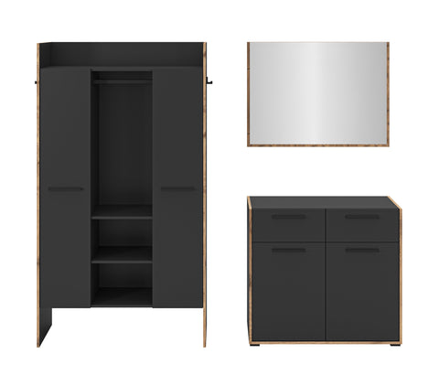 Rootz Wardrobe Set - Closet Ensemble - Storage Combo - Durable Black - 215cm x 189cm x 37cm