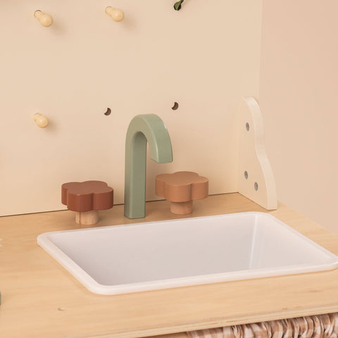 Rootz Rustic Wooden Play Kitchen - Kids Playset - Pretend Cooking Station - Enchanting Design - Sustainable Wood - 76 cm x 38 cm x 89 cm