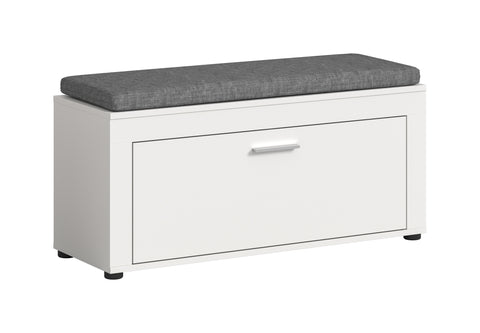 Rootz White Shoe Storage Bench - Entryway Organizer - Hallway Storage - 1 Height-Adjustable Shelf - 100cm x 44cm x 35cm