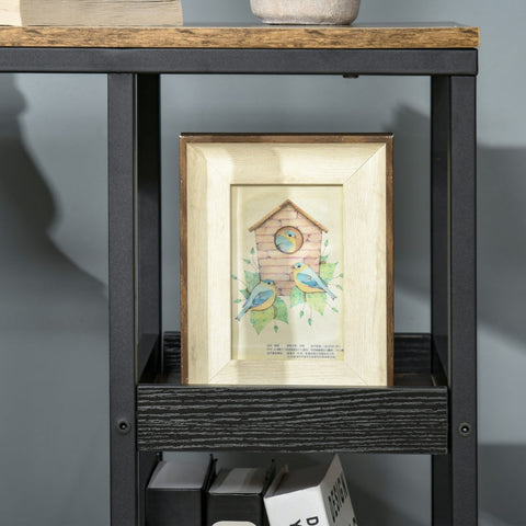 Rootz C-Shaped Side Table - Industrial Style - Rustic Coffee Table - Mobile with Storage - 51cm x 33cm x 66cm