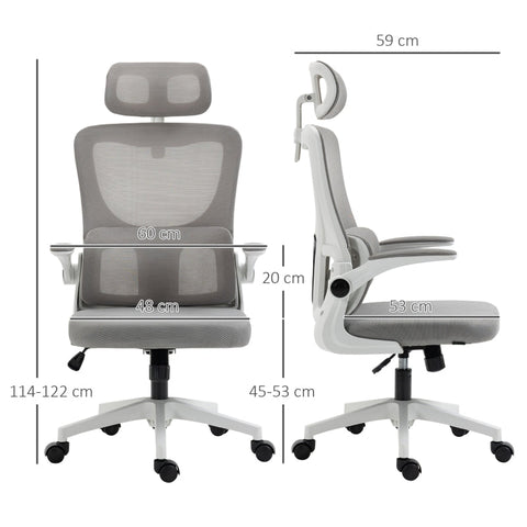 Rootz Vinsetto Office Chair - Ergonomic Desk Chair - Adjustable Computer Chair - Ultimate Comfort - Lumbar Support - Tilting Backrest - 60cm x 59cm x 114-122cm - Mesh & Foam