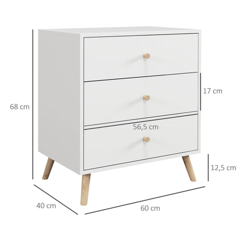 Rootz Scandinavian Chest of Drawers - Storage Cabinet - Drawer Unit - Robust MDF & Pine - 60l x 40b x 68h cm