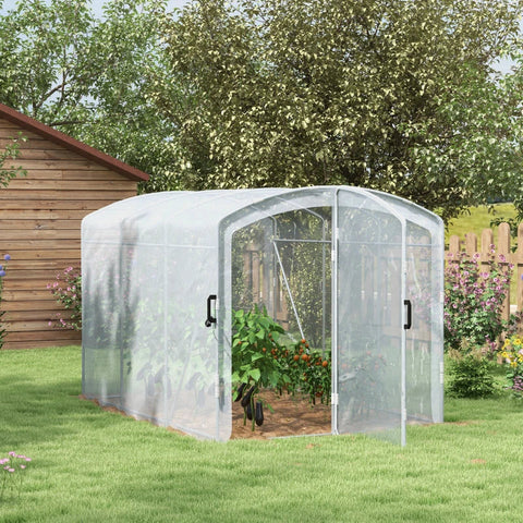 Rootz Greenhouse - Walk-In Tunnel Greenhouse - Film Greenhouse - Clear Film - Galvanized Steel Frame - Transparent - 300cm x 200cm x 195cm