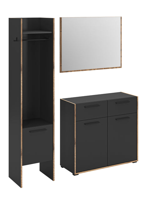 Rootz Wardrobe Combination - Narrow Wardrobe - Chest of Drawers - Stylish Design - 152cm x 189cm x 37cm