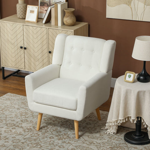 Rootz Wing Chair - Armchair - Upholstered Armchair - Maximum Comfort - 72x75x89cm - White