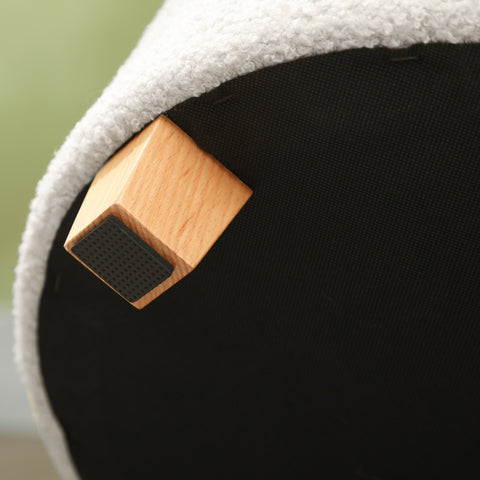 Rootz Sitting Stool with Storage Space - Ottoman - Storage Box - 40.5L Hidden Storage - Ø45 x 41H cm - White - Wooden Legs