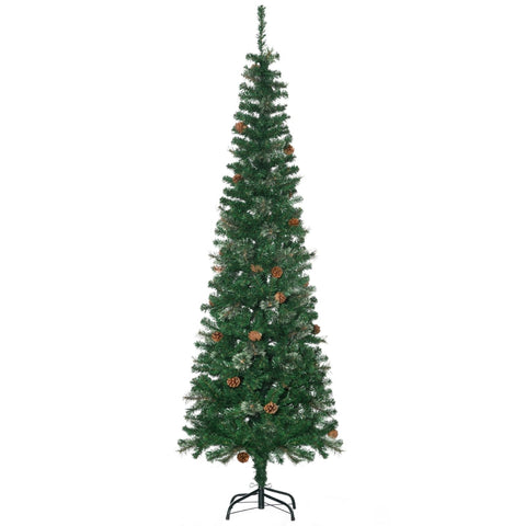 Rootz Slim Christmas Tree - Artificial Pine Tree - Pinecone Decor - Easy Assembly - Space-Saving Design - Flame Retardant - Ø54cm x 195cm