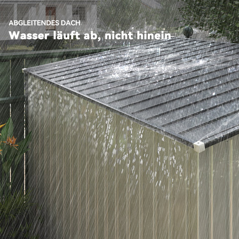 Rootz Metal Device House - Storage Shed - Equipment Shed - Ventilated Outdoor Storage - 154x206.5x181 cm