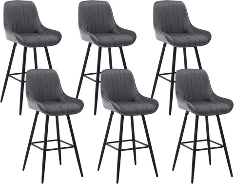 Rootz Bar Stool - Modern High Stool - Comfortable Seat - Ergonomic Backrest - Rust-Resistant Metal Legs - Matte Black - 48.5cm x 106cm x 46cm
