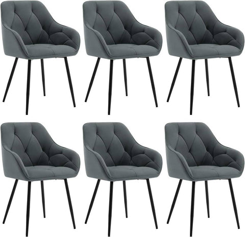 Rootz Dining Chair Set - Upholstered Chair - Velvet Dining Chairs - Robust Metal Legs - Ergonomic Design - 56cm x 83.5cm x 53cm