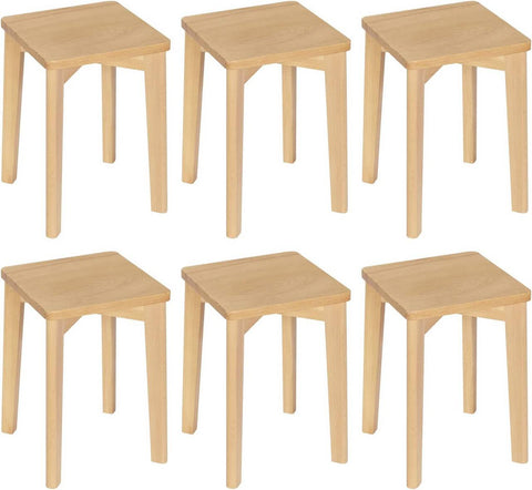 Rootz 6 Set Dining Chairs - Solid Wood Stools - Stackable Seat Stools - Durable & Space-Saving - 31 x 44.5 x 31 cm
