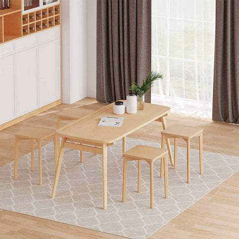 Rootz 6 Set Dining Chairs - Solid Wood Stools - Stackable Seat Stools - Durable & Space-Saving - 31 x 44.5 x 31 cm