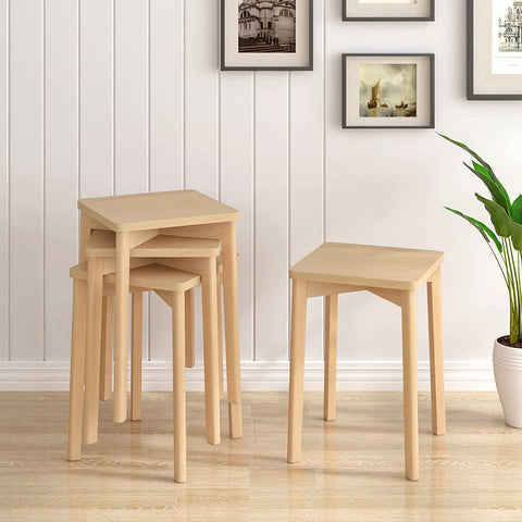 Rootz 6 Set Dining Chairs - Solid Wood Stools - Stackable Seat Stools - Durable & Space-Saving - 31 x 44.5 x 31 cm