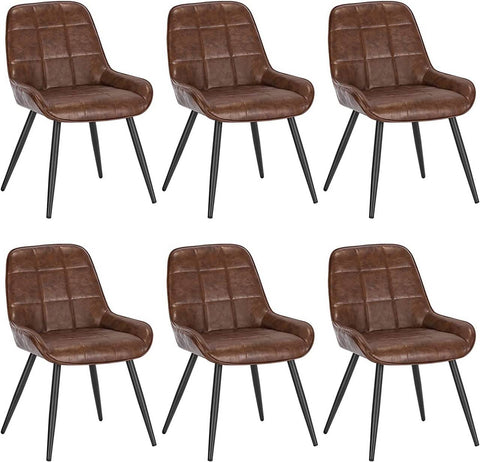 Rootz Dining Chairs Set of 6 - Kitchen Chairs - Upholstered Chairs - Faux Leather - Ergonomic Design - 38cm x 43cm x 81.5cm