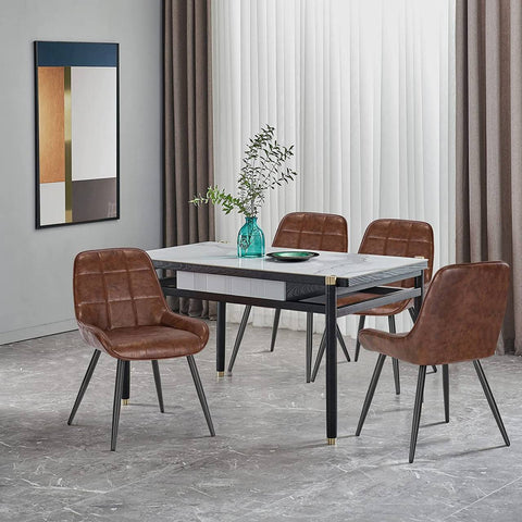 Rootz Dining Chairs Set of 6 - Kitchen Chairs - Upholstered Chairs - Faux Leather - Ergonomic Design - 38cm x 43cm x 81.5cm