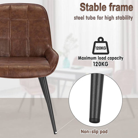 Rootz Dining Chairs Set of 6 - Kitchen Chairs - Upholstered Chairs - Faux Leather - Ergonomic Design - 38cm x 43cm x 81.5cm