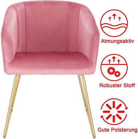 Rootz Dining Chairs Set - Kitchen Chair - Velvet Upholstered Chairs - Metal Construction - Ergonomic Design - 76.5cm x 47.5cm x 34cm