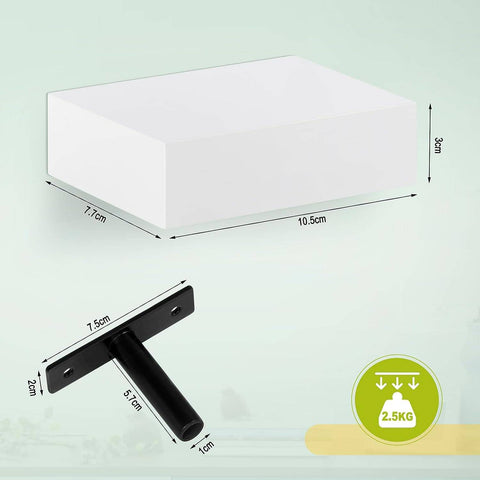 Rootz 6 Piece High-Gloss Floating Wall Shelf Set - Decorative Wall Shelves - Freely Floating Shelves - Robust MDF - 10.5cm x 7.8cm x 3cm