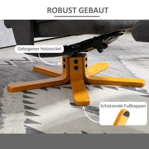 Rootz Luxury Recliner with Stool - Relax Chair - Adjustable Lounge Chair - 130° Recline - 79x80x104cm Chair, 48x42x39cm Footstool