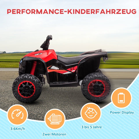 Rootz Electric Children's Quad - Kids ATV - Ride-On Car - LED Headlights - Ergonomic Seat - USB MP3 Player - Ages 3-8 - 83cm x 53cm x 55.5cm