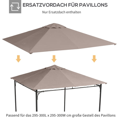 Rootz Gazebo Roof Replacement - Canopy Cover - Pavilion Top - Durable & Weather-Resistant - Water & UV Resistant - Easy Installation - L298 x W295 cm - Polyester Fabric