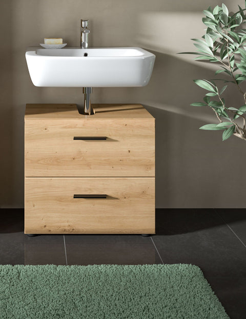 Rootz Vanity Unit - Bathroom Storage - Brown Design - Easy Assembly - 60x54x60 cm