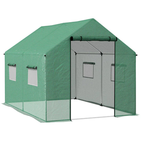 Rootz Tunnel Greenhouse - Walk-in Greenhouse - Roll Up Door and Window - Galvanized Steel Frame - Green - 2x3x2m