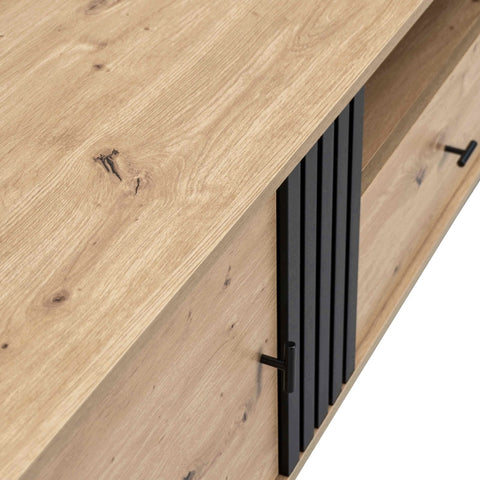 Rootz TV Cabinet - Media Console - Entertainment Unit - Ample Storage - 170cm x 40cm x 50cm - Wood & Black Design
