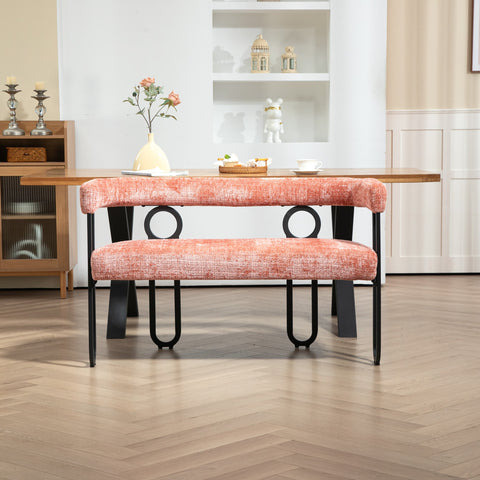 Rootz Double Sofa Modern Design - Chenille Seating - Pink Couch - High-Density Foam Comfort - 118L x 53W x 71H cm