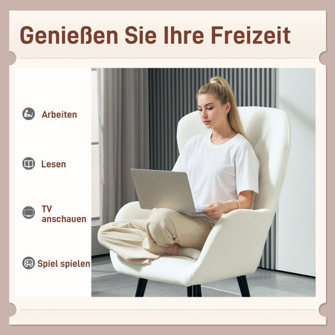 Rootz Upholstered Armchair - Lounge Chair - Relaxation Seat - Cozy Comfort - 88 x 75 x 106 cm - Diamond Quilting & Teddy Fabric Cover