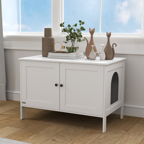 Rootz Litter Box Cabinet - Cat House - Cat Toilet - Privacy Solution - 80 x 51 x 54 cm White