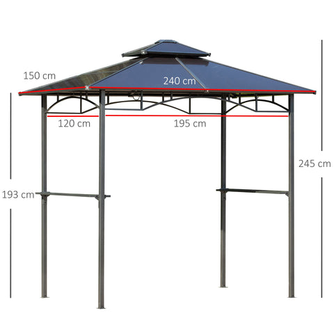 Rootz Garden Pavilion - Grill Cover - BBQ Shelter - All-Weather Protection - 240cm x 150cm x 245cm