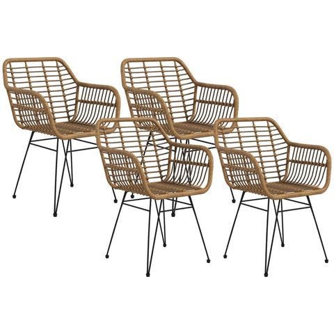 Rootz 4 Piece Dining Chair Set - Kitchen Chairs - Rattan Chairs - Comfortable Seating - 56cm x 60cm x 79cm