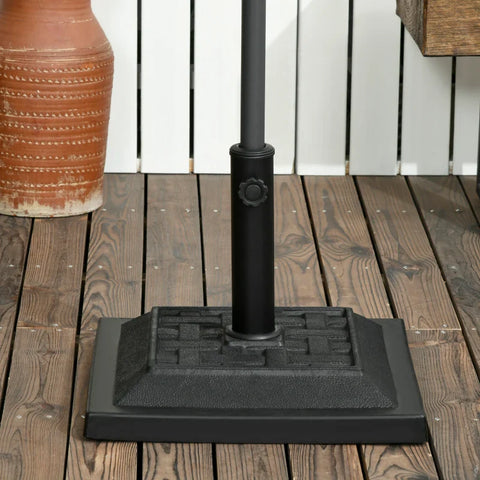 Rootz Parasol Stand - Parasol Holder - Parasol Base - Umbrella Stand - Weather Resistant - Resin Housing - Black - 44cm x 44cm x 33cm