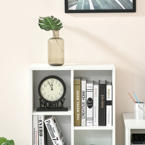 Rootz Storage Shelf Bookshelf - Display Shelf - 7 Cubes Organizer - Stable Chipboard - 50b x 24t x 106h cm, White