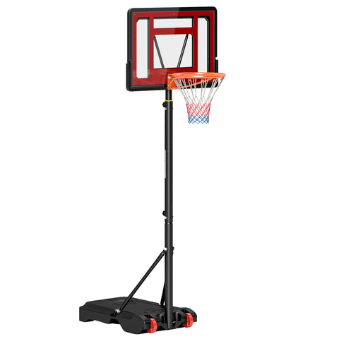 Rootz Adjustable Basketball Stand - Rollable Hoop - Freestanding Set - Height Adjustable - 75L x 45W x 205-261H cm